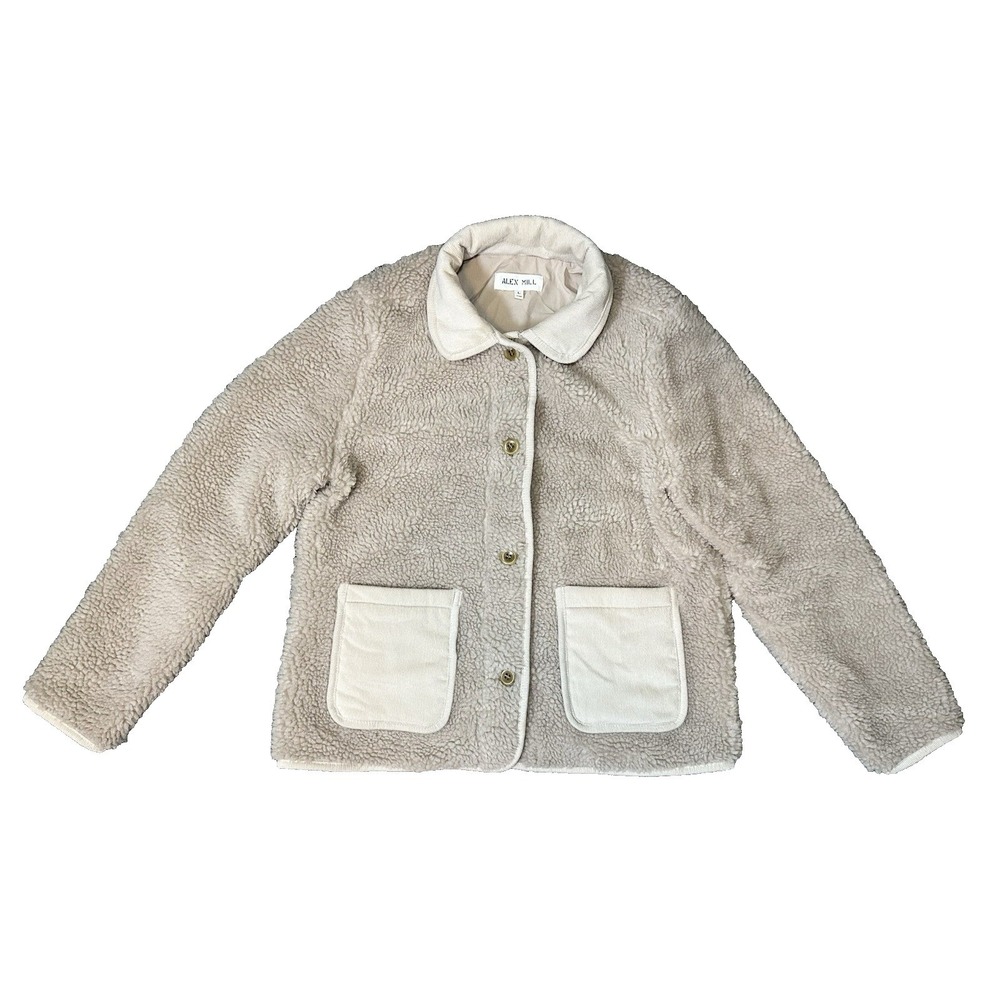 Alex Mill Women's LARGE Sherpa Work Barn Chore Jacket Natural Beige Minimalist